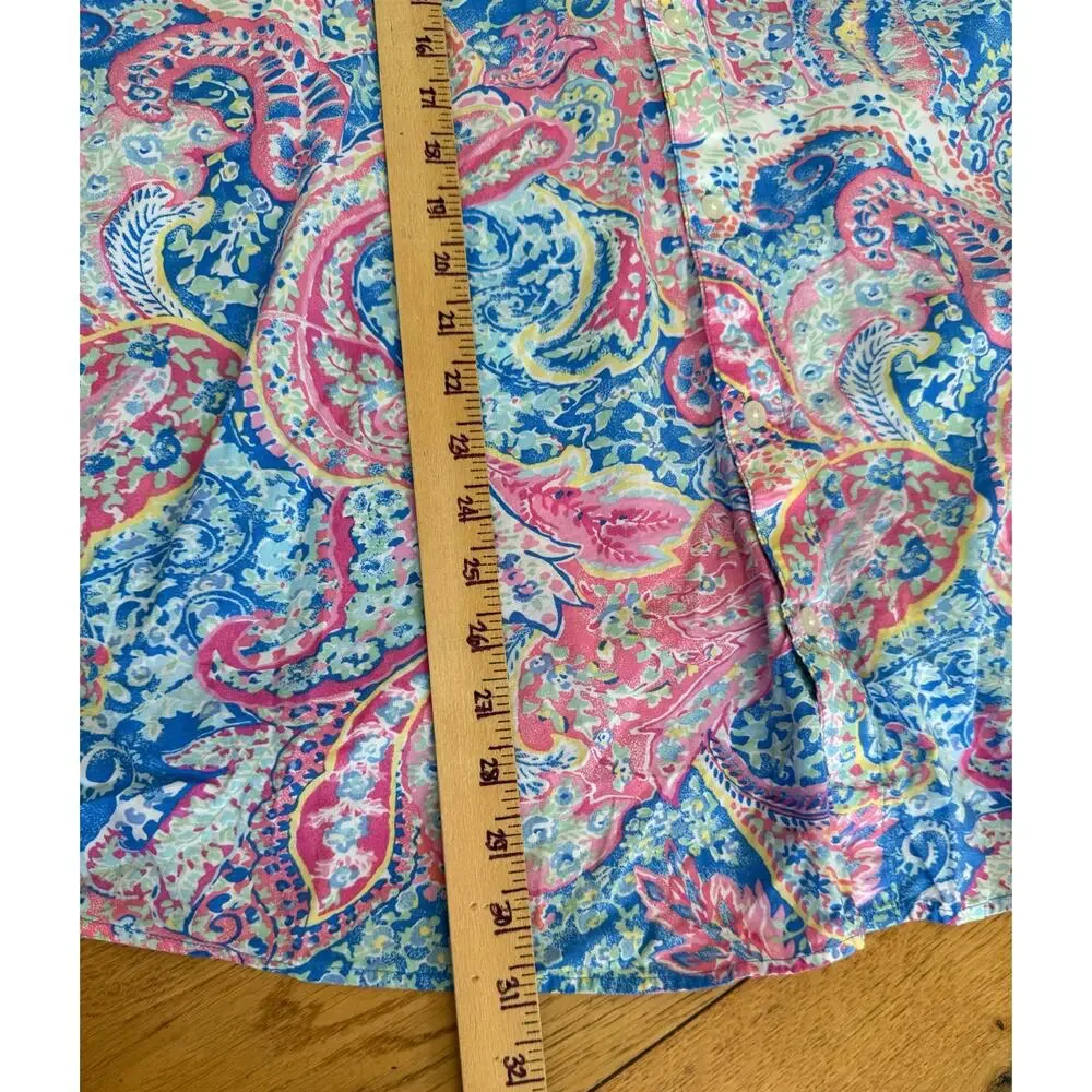 Lauren Ralph Lauren Paisley Sleep Shirt Beach Cover Up Medium Embroidered RL